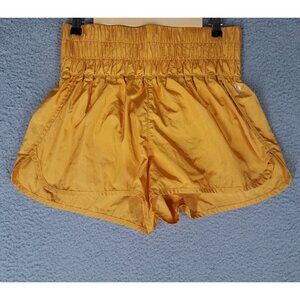 Free People High Waist Mustard Yellow Satin Shorts